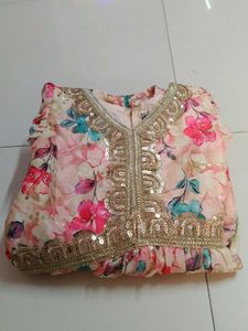 Sandal pink green Floral Flared gown..
