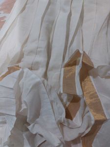 Gold And White Kerala Cotton Dress