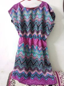 Colorful Chevron Print Dress