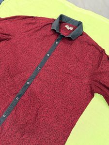 Maroon Patterned Casual Shirt