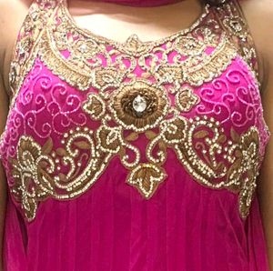 Net Anarkali 3 Piece Suit