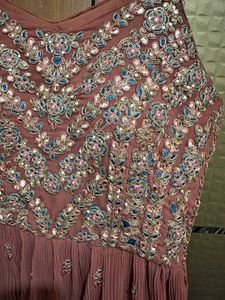 Dusty Pink Kurta With Sharara Pants And Net Dupata