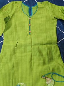 Parrot green and blue colour kurta set
