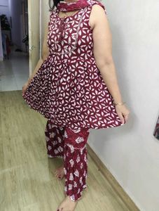 Maroon & White Sharara Set