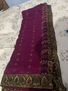 Purple Embroidery Saree