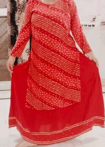 Bandhni Kurti Skrit Set
