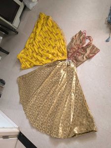 Golden ,Yellow Embroidered Lehenga With Blouse