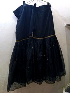 Gold Embellished Kurti with Black Skirt