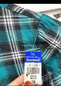 Teal Plaid Flannel Shirt