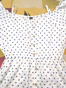 Polka Dot Style White Colour Kurti