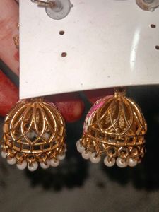 Pink Floral Jhumka Earrings