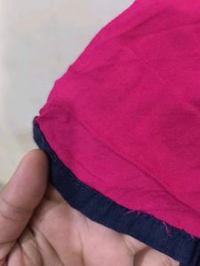Pink and blue embroidery kurti