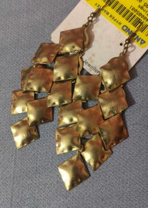 Gold Tone Square Drop Earrings