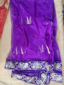 Orange And Ourple Bridal Lehenga( Alterable)