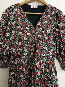 Unused Floral Black Dress