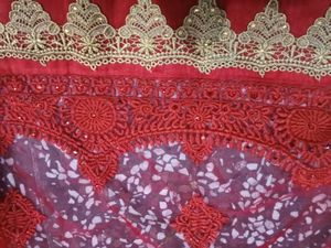 Red Designer Saree With Golden Blouse