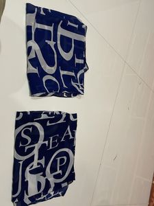 Blue Printed Chiffon Square Scarf
