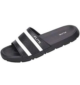 Flite Black &amp; White Striped Slides