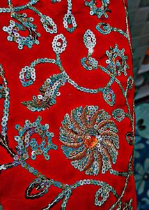 RED SAREES CHUMKIDAR FLOWER DESIGNED