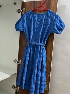Blue Tiered Mini Dress