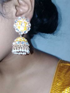 Yellow Jhumka Earrings