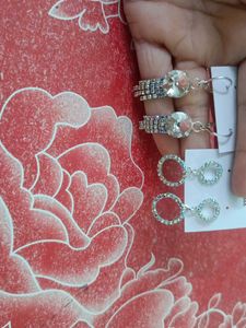 white stone Earing