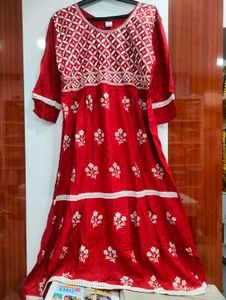 Elegant Red Embroidered Gown