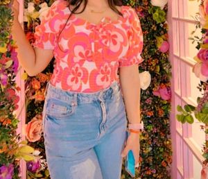 Zudio Pink Puffed Sleeve Top