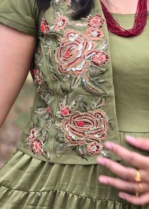 Kriti Sanon Olive Grn Maxi Dress With Jacket