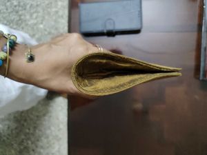 Handmade artisanal mustard clutch: Unused