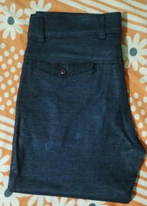 Men Semi Formal Shiny Black Pant