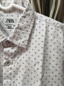 Pure Cotton Shirt From Zara Brand With Size L,full Selves Shirt
