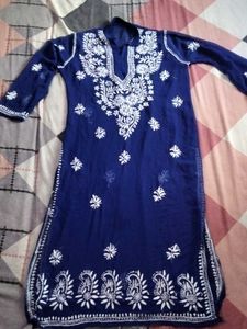 Elegant Royal Blue Chikankari Georgette Kurti