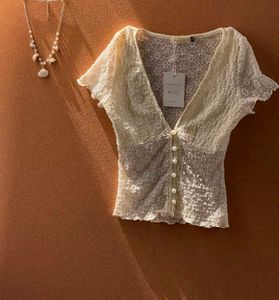 Lace Pearl Button Blouse
