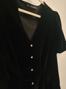 Zara Black Velvet Mini Dress