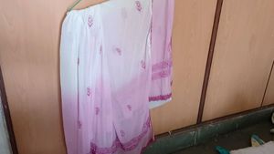 White Embroidered Kurta With  Chiffon Chunni