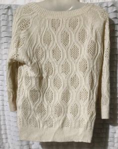 Cream Knit Open Weave Sweater