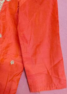 Orange Embroidered Kurti