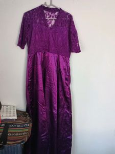 Maxi Satin And Netted Dress - BRIDESMAID, WEDDING