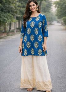 Elegant Blue Printed Kurti 💙