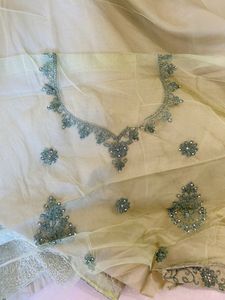 Pista Green Semi Stitched Lehenga