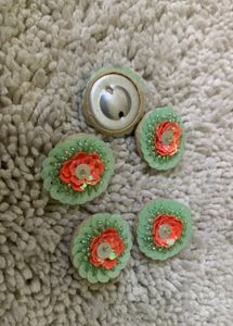Set Of 5 Sequin Handwork Button Fashion Designing