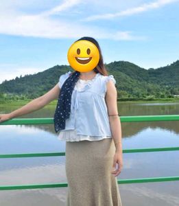 Light Blue Ruffle Blouse