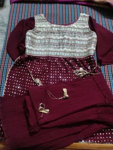 Short Designer Kurti With Long Skirt And Dupatta