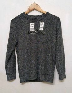 Trendy New Sparkly Silver Sweatshirt