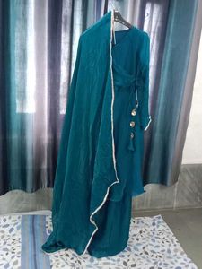 Elegant Teal Layered Kurta Dress
