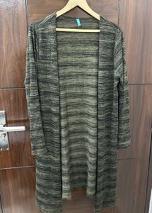 Striped Open Front Cardigan