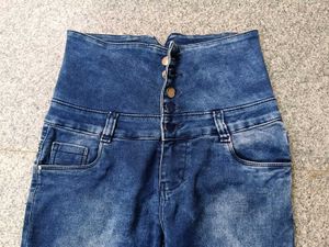 High-Waisted Denim Jeans, 30 Size