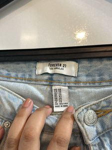 Forever 21 Light Wash Denim Ripped Shorts