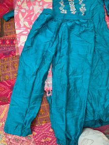 Teal Embroidered Kurta Set